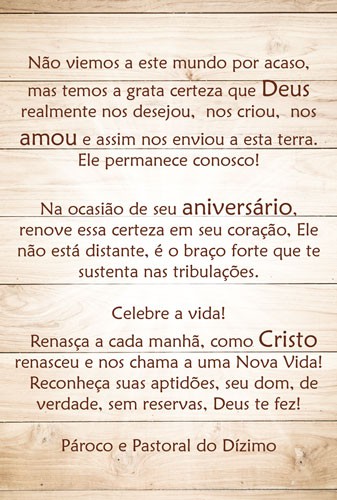 Cartão de Aniversário para Dizimistas Modelo CAZ106 