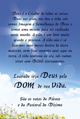 Cartão de Aniversário para Dizimistas Modelo CAZ104 