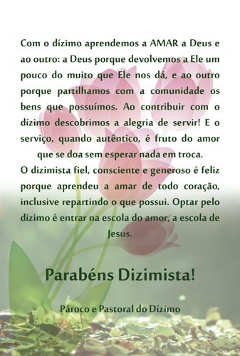 Cartão de Aniversário para Dizimistas Modelo CAZ103 