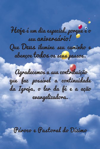 Cartão de Aniversário para Dizimistas Modelo CAZ102 