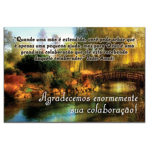 Cartão de Agradecimento Colaboração/doações 10x15cm Modelo ACD01