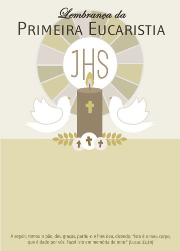 CE08 Certificado de Primeira Eucaristia Lembrança de Primeira Comunhão 21x29,7