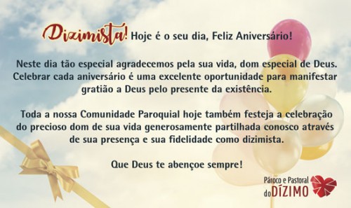Cartão de Aniversário para Dizimistas Modelo CAZ2203