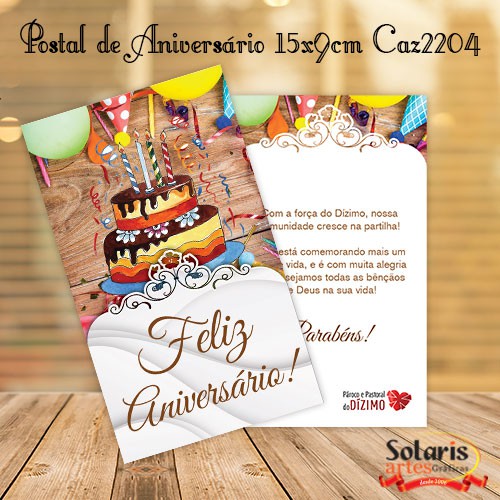Cartão de Aniversário para Dizimistas Modelo CAZ2204