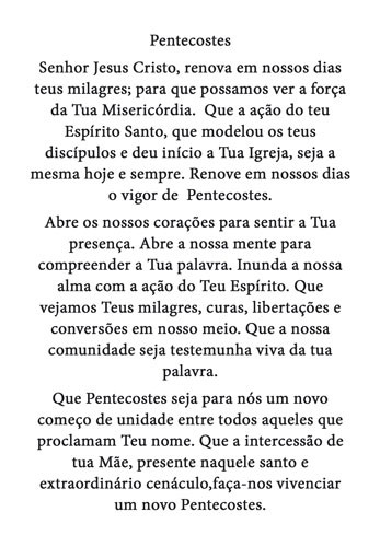 Pentecostes Divino Espirito Santo Cartão 10x15 Modelo PNT03