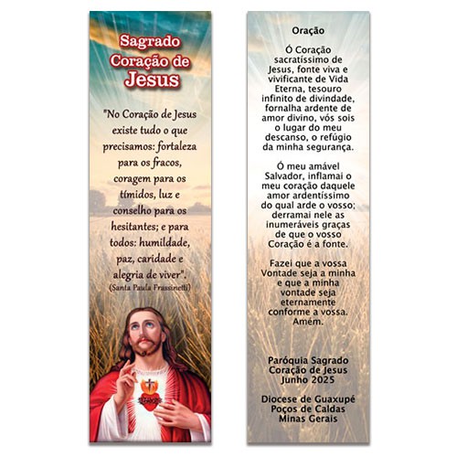 Sagrado Coração de Jesus Marcador de Livro Lembrança Catolica Modelo 01
