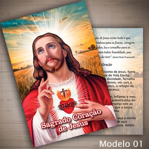 Sagrado Coração de Jesus Cartão Oração 10x15 Modelo 01