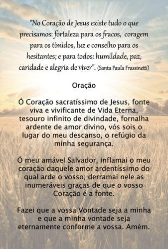 Sagrado Coração de Jesus Cartão Oração 10x15 Modelo 01