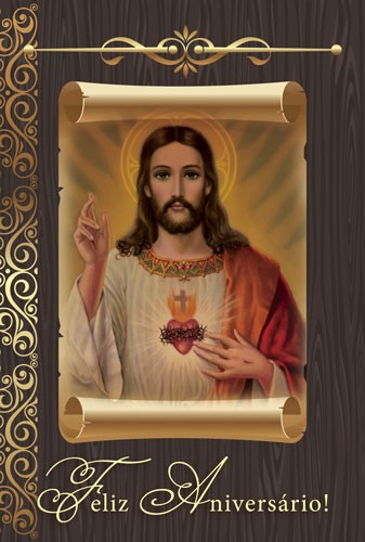 Cartão de Aniversário Sagrado Coração de Jesus - Série 0002