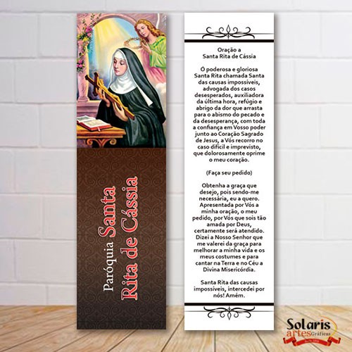 Santa Rita de Cássia Marcador de Livro Lembrança Catolica Modelo 01