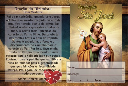 Carteirinha do Dizimo Carne do Dizimista Padroeiro São José