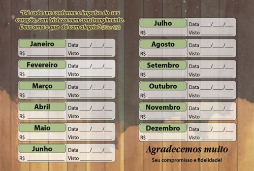 Carteirinha do Dizimo Carne do Dizimista Padroeiro São José