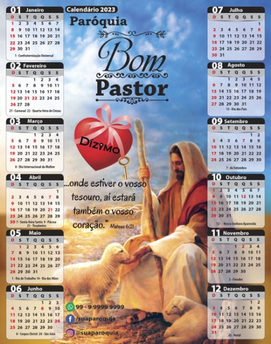 Folhinha do Dízimo 2024 20x27 Jesus Bom Pastor