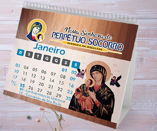 Calendário de Mesa 12 Paginas Wire-o 2025 Personalizado 12x14,8cm Imagens a escolher