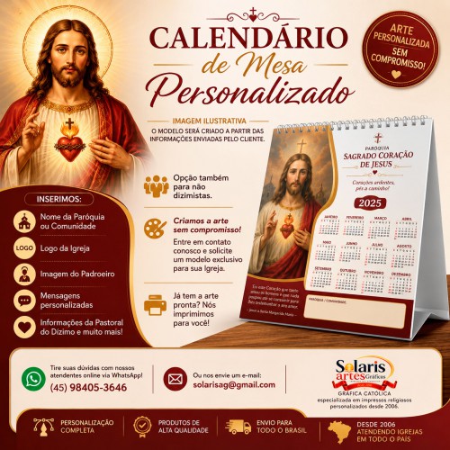 Calendário de Mesa Wire-o 2027 Medio 12 Paginas Personalizado 12x14,8cm Imagens a escolher