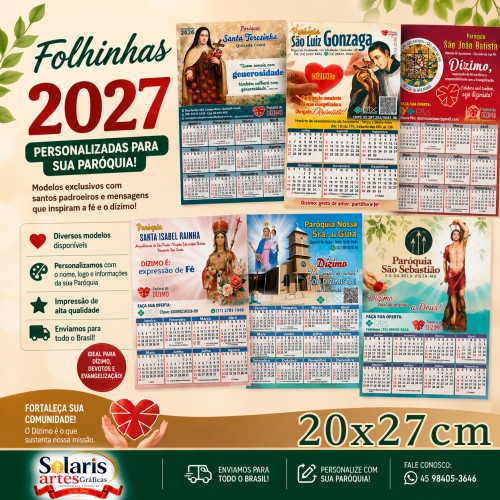 Folhinha 2027 Média  + Arte Personalizada 20x27cm