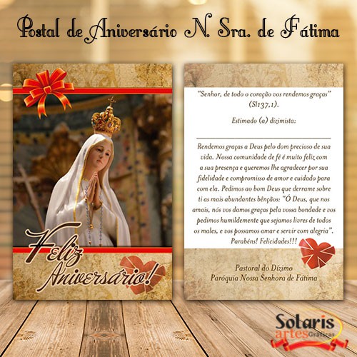 Nossa Senhora de Fátima Aniversário Dizimista Postal - Série 0004