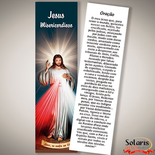 Jesus Misericordioso Marcador de Livro 18x5 com Oração