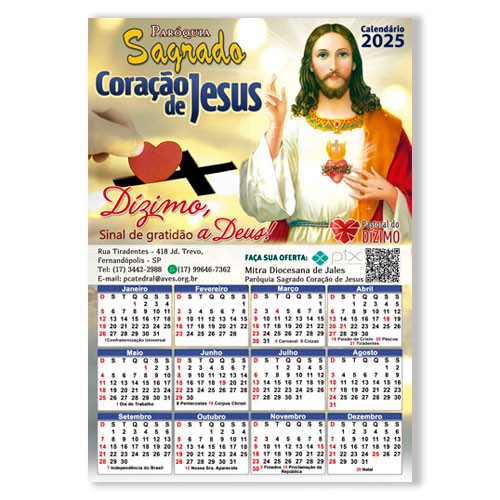 Folhinha Grande 24x35cm 2025 Personalizada Cód.01