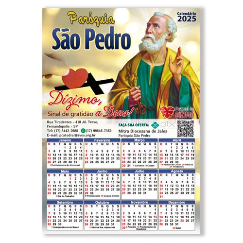 Folhinha Grande 24x35cm 2025 Personalizada Cód.01