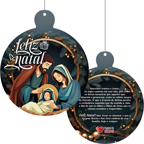 Cartão de Natal enfeite p/ pendurar na arvore 15x15 NAM02
