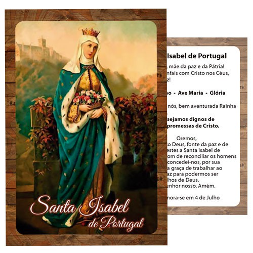 Santinho Santa Isabel de Portugal com oração 6,5x9,5cm 1000un