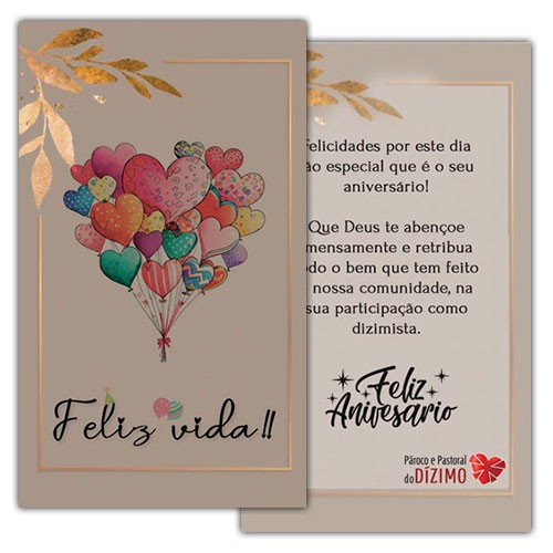 Cartão de Aniversário para Dizimistas Modelo CAZ2401