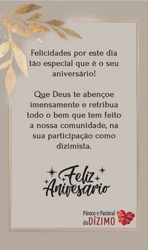 Cartão de Aniversário para Dizimistas Modelo CAZ2401