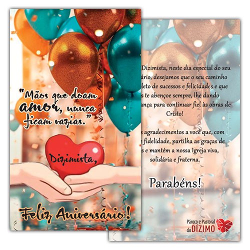 Cartão de Aniversário para Dizimistas Modelo CAZ2402