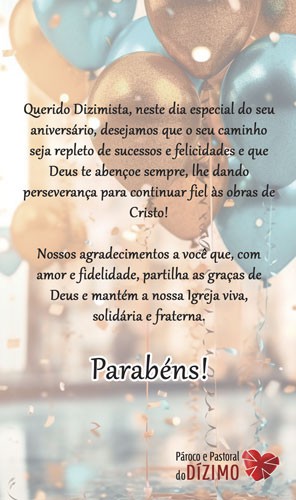 Cartão de Aniversário para Dizimistas Modelo CAZ2402