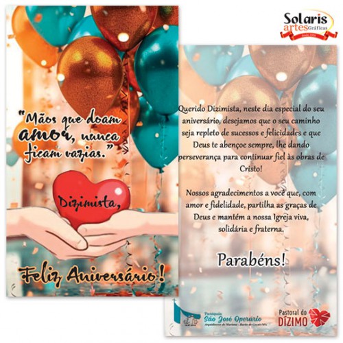 Cartão de Aniversário para Dizimistas Modelo CAZ2402