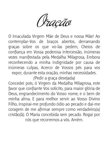 Santinho Nossa Senhora das Graças com oração 6,5x9,5cm 1000un