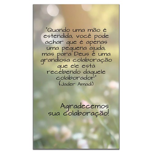 Cartão de Agradecimento Colaboração/doações 9x15 Modelo ACD04