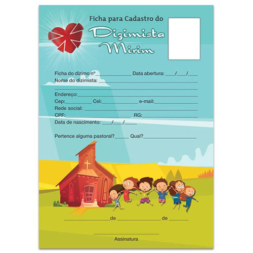 Ficha para Cadastro Dizimista Mirim 15x21 100un Cod.2501