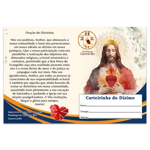 3394 Carteirinha do Dizimo Modelo Cristo Rei - Padroeiro a escolher
