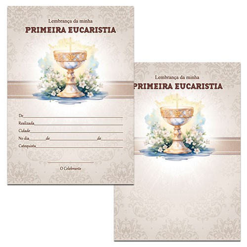CE03 Certificado de Primeira Eucaristia Lembrança de Primeira Comunhão 21x29,7