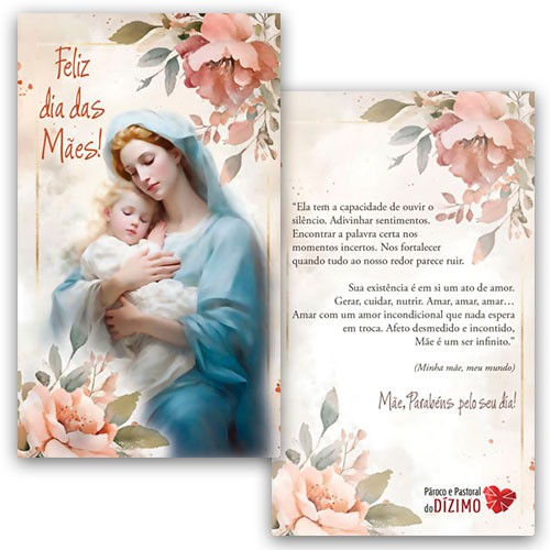 CDM2501 Cartão de Dia das Mães Religioso Catolico Pastoral do Dizimo