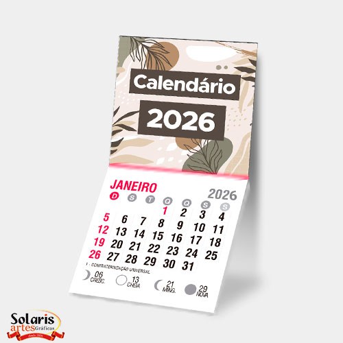 Ima de geladeira 4x5 com calendário 2026 Personalizado