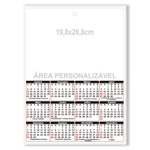Folhinha 19,8x26,8cm 2026 Personalizada Dízimo COD.04