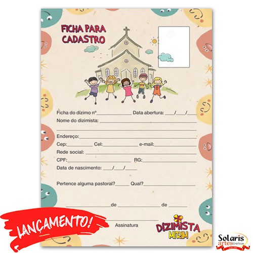 Ficha para Cadastro Dizimista Mirim 15x21 Cod.2503