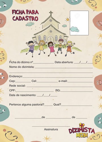 Ficha para Cadastro Dizimista Mirim 15x21 Cod.2503
