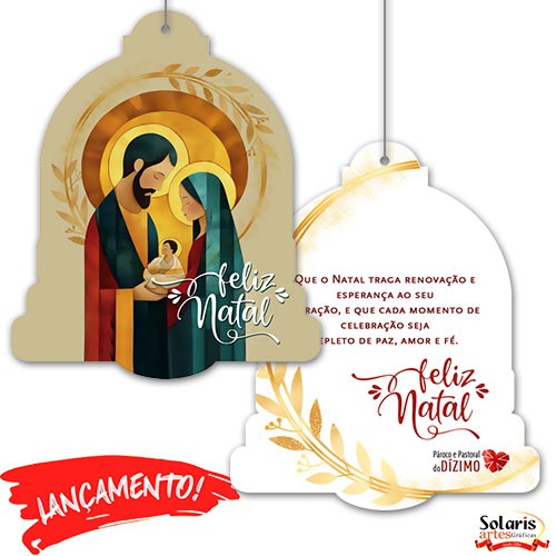 2501 Móbile Cartão de Natal Sino enfeite p/ pendurar 15x15cm