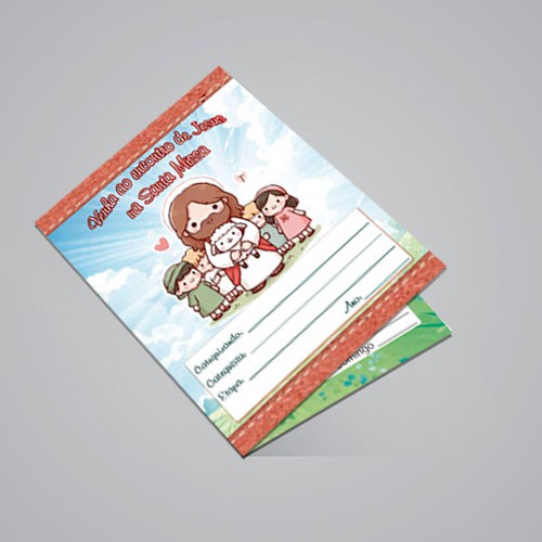 2501 Cartão de Participação na Santa Missa, Carteirinha de Presença - Modelo PARA IMPRIMIR