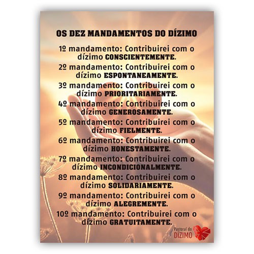 BN2509 Banner Os Dez Mandamentos do Dízimo 90x120cm