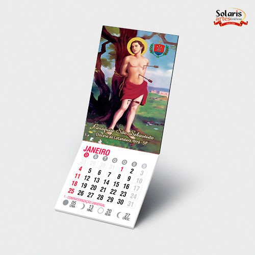 Ima de geladeira 8x5 com calendário 2026 São Sebastião - Padroeiro a Escolher