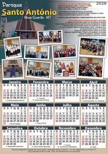 Folhinha Grande 24x35cm 2026 Personalizada Santo Antônio com Fotos