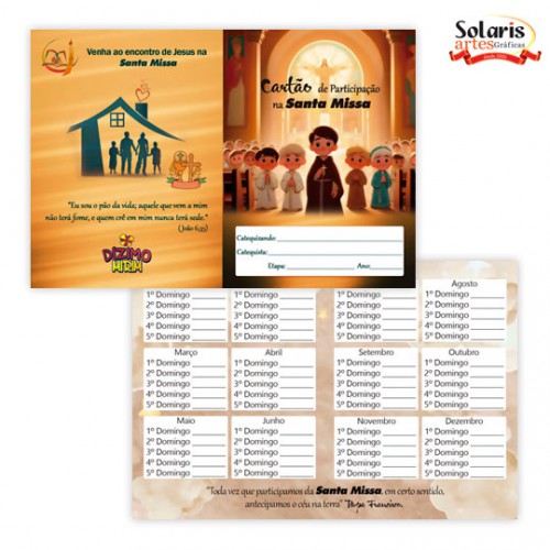 2601 Cartão de Participação na Santa Missa, Carteirinha de Presença