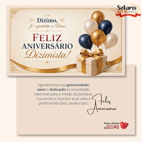 CAZ2604 Cartão de Aniversário para Dizimistas 15x10cm