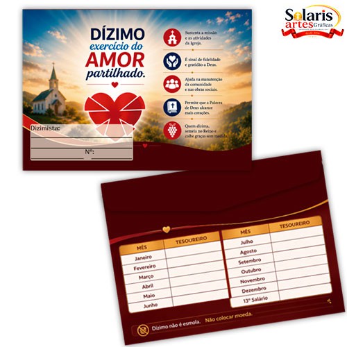Envelope do Dízimo ENV0226 Dizimo Exercicio do Amor PERSONALIZADO 