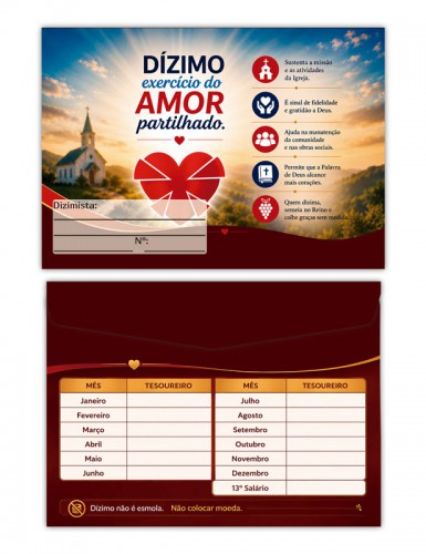 Envelope do Dízimo ENV0226 Dizimo Exercicio do Amor PERSONALIZADO 